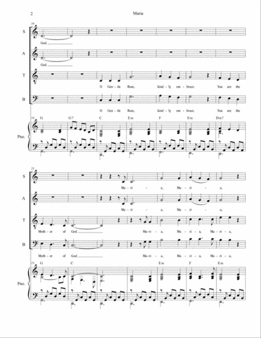 Maria (for SATB) 4-Part scores gallery preview page 2