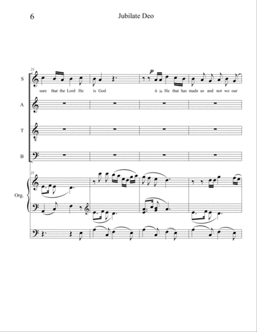 Jubilate Deo for SATB & organ 4-Part scores gallery preview page 6