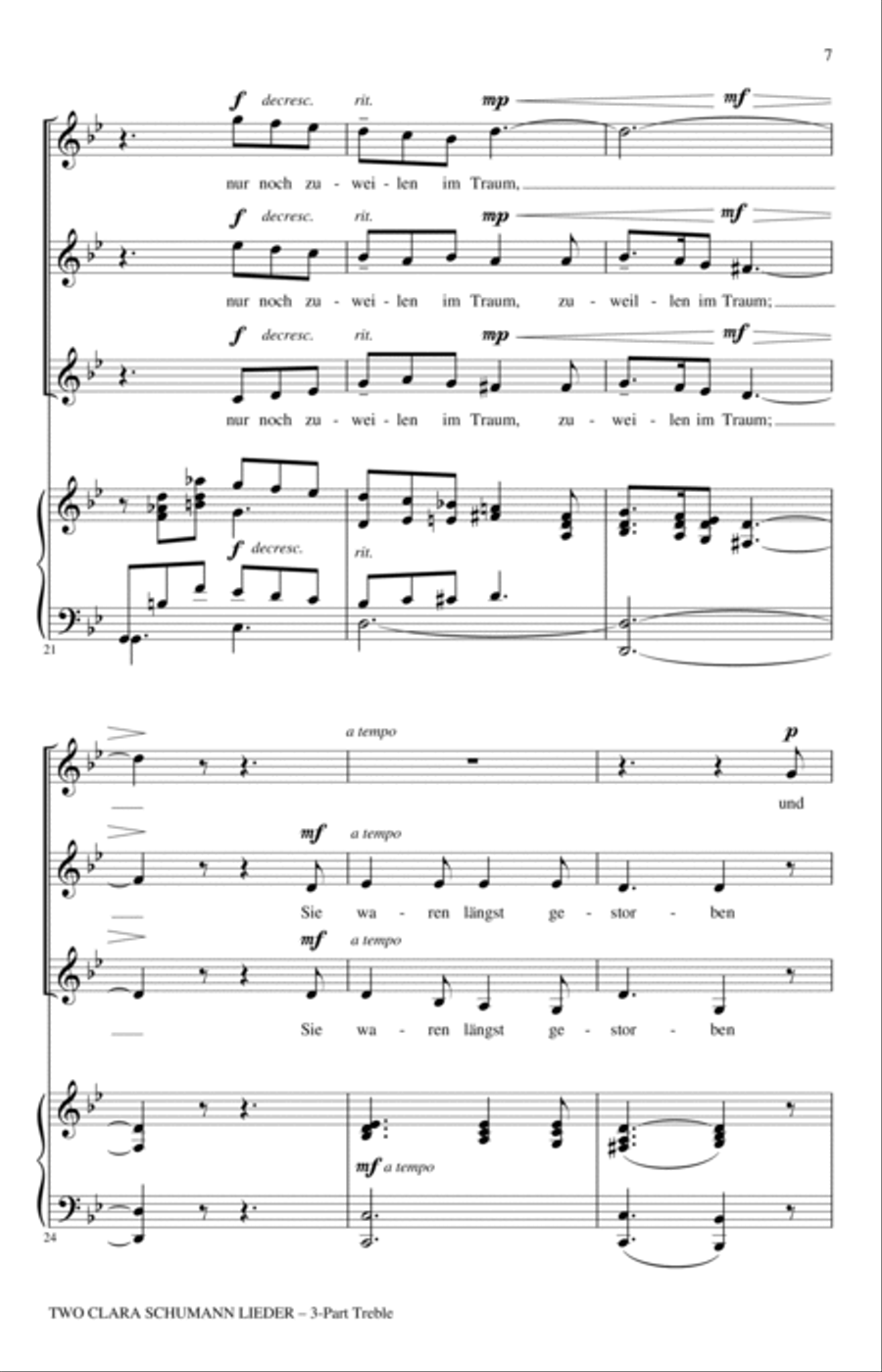 Two Clara Schumann Lieder (arr. Nathan Payant) SSA scores gallery preview page 4