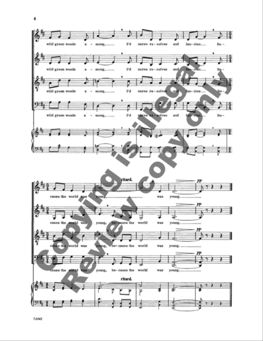 Seven Housman Settings: 7. When I Would Muse 4-Part scores gallery preview page 5
