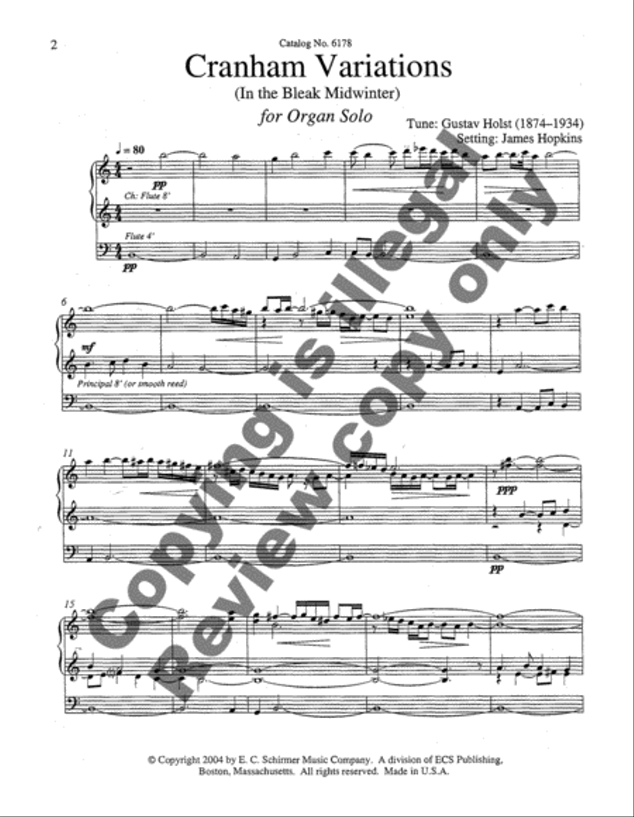 Cranham Variations (In the Bleak Midwinter) Organ scores gallery preview page 4