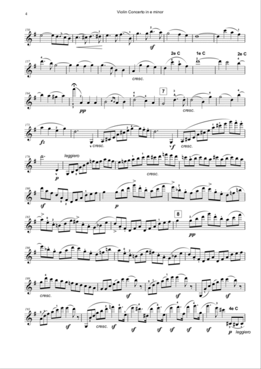 Mendelssohn : Violin Concerto in E minor Op.64 Movement 1 Violin Solo scores gallery preview page 4