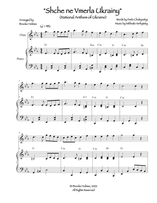 National Anthem Of Ukraine - Schche ne Vmerla Ukrainy (Flute & Piano) Ukrainian