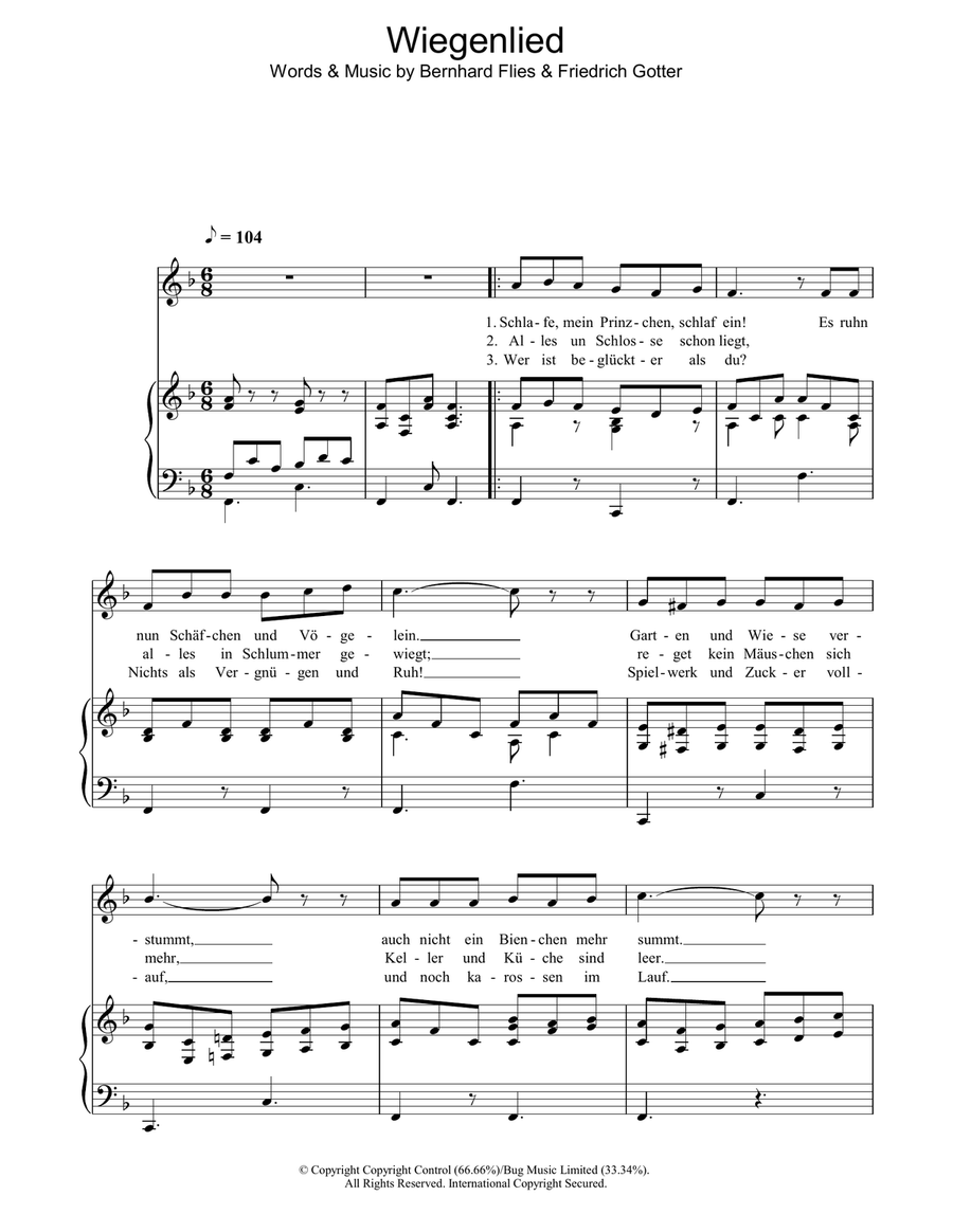 Wiegenlied Piano, Vocal, Guitar scores gallery preview page 1
