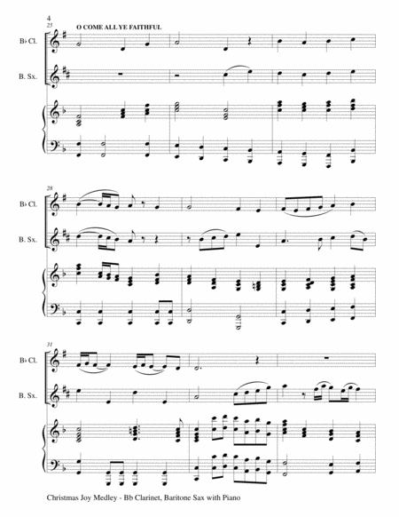 CHRISTMAS JOY MEDLEY (Trio - Bb Clarinet & Baritone Sax with Piano) image number null