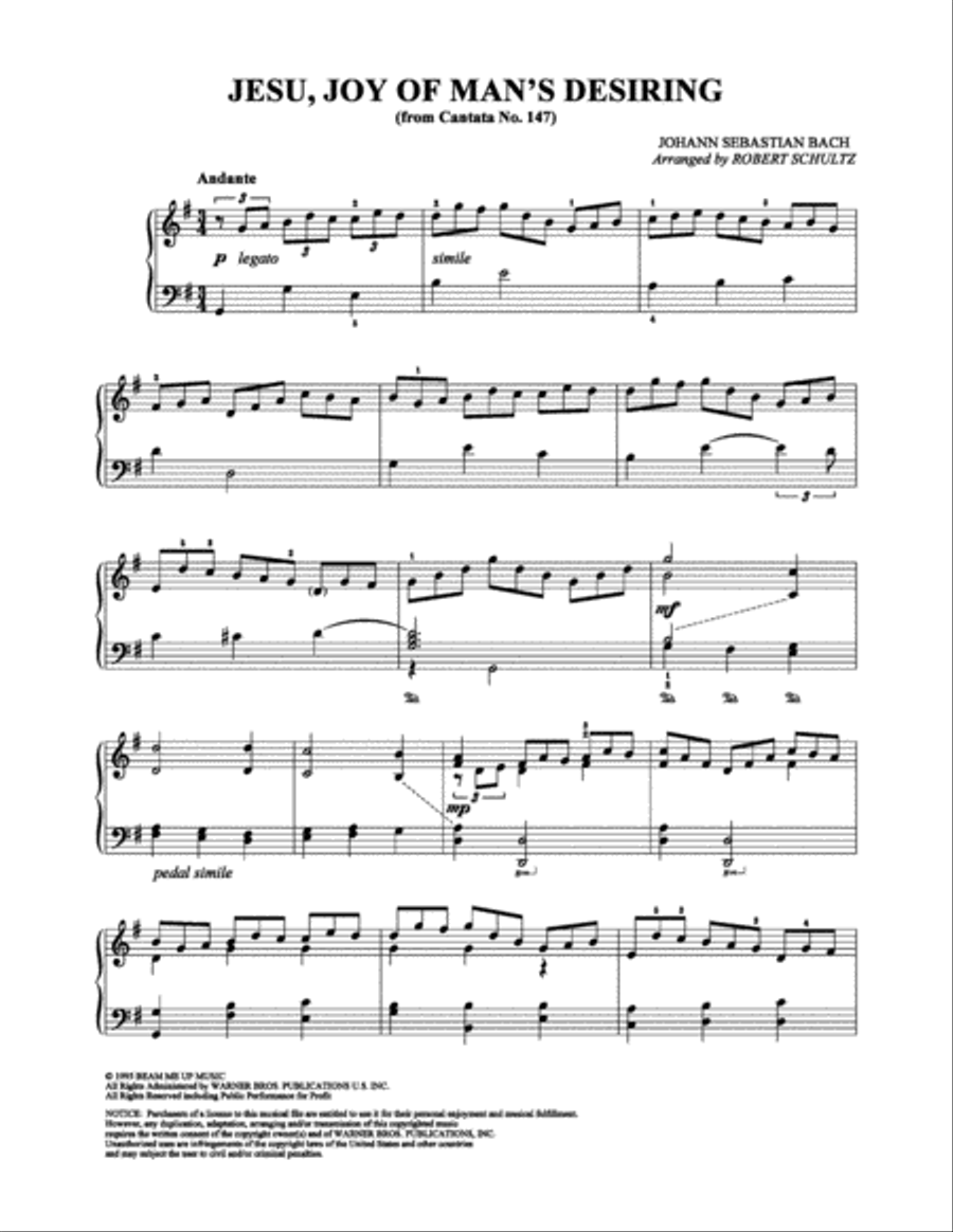 Jesu, joy of man's desiring (from Cantata No. 147) Easy Piano scores gallery preview page 1