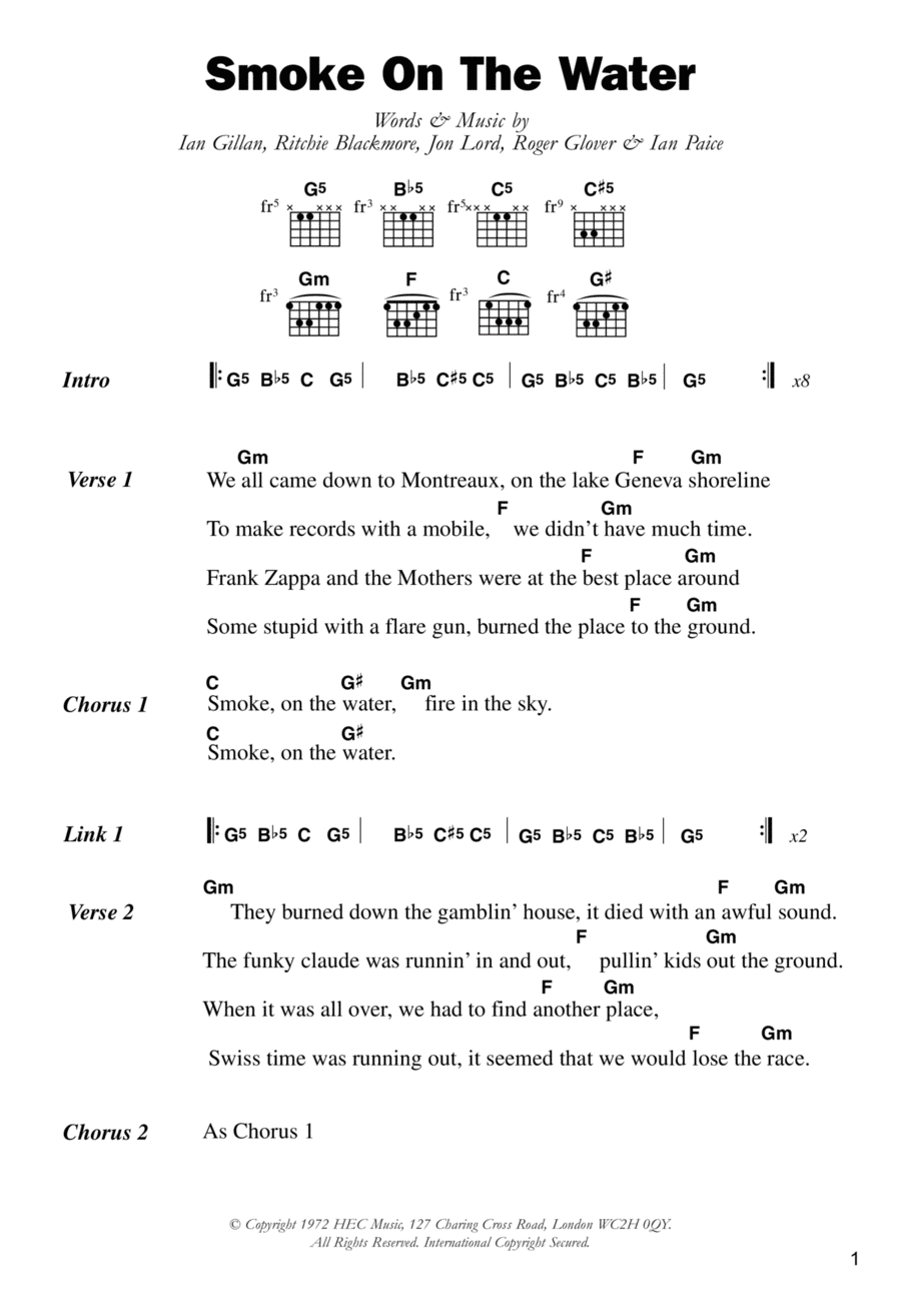 Smoke On The Water Smoke On The Water Guitar scores gallery preview page 1