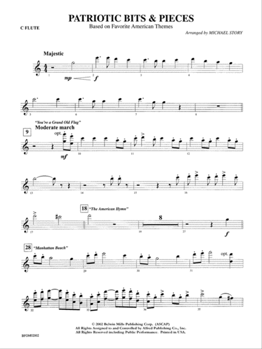 Patriotic Bits & Pieces (based on Favorite American Themes): Flute Full Orchestra scores gallery preview page 1
