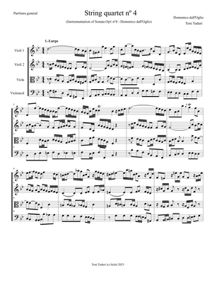 Book cover for String quartet nº4 (arrangement of Domenico dall'Oglio violin sonata Op.1 nº4)