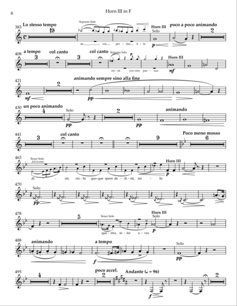 Verdi Requiem - Horn in F 3 (Transposed Part) Horn Solo scores gallery preview page 6