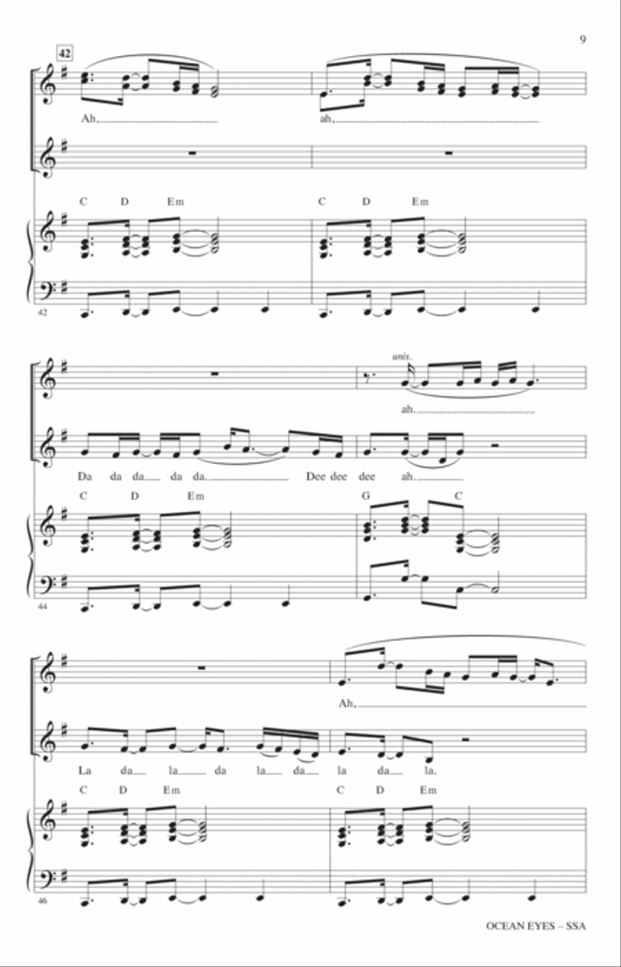 ocean eyes (arr. Roger Emerson) SSA scores gallery preview page 8