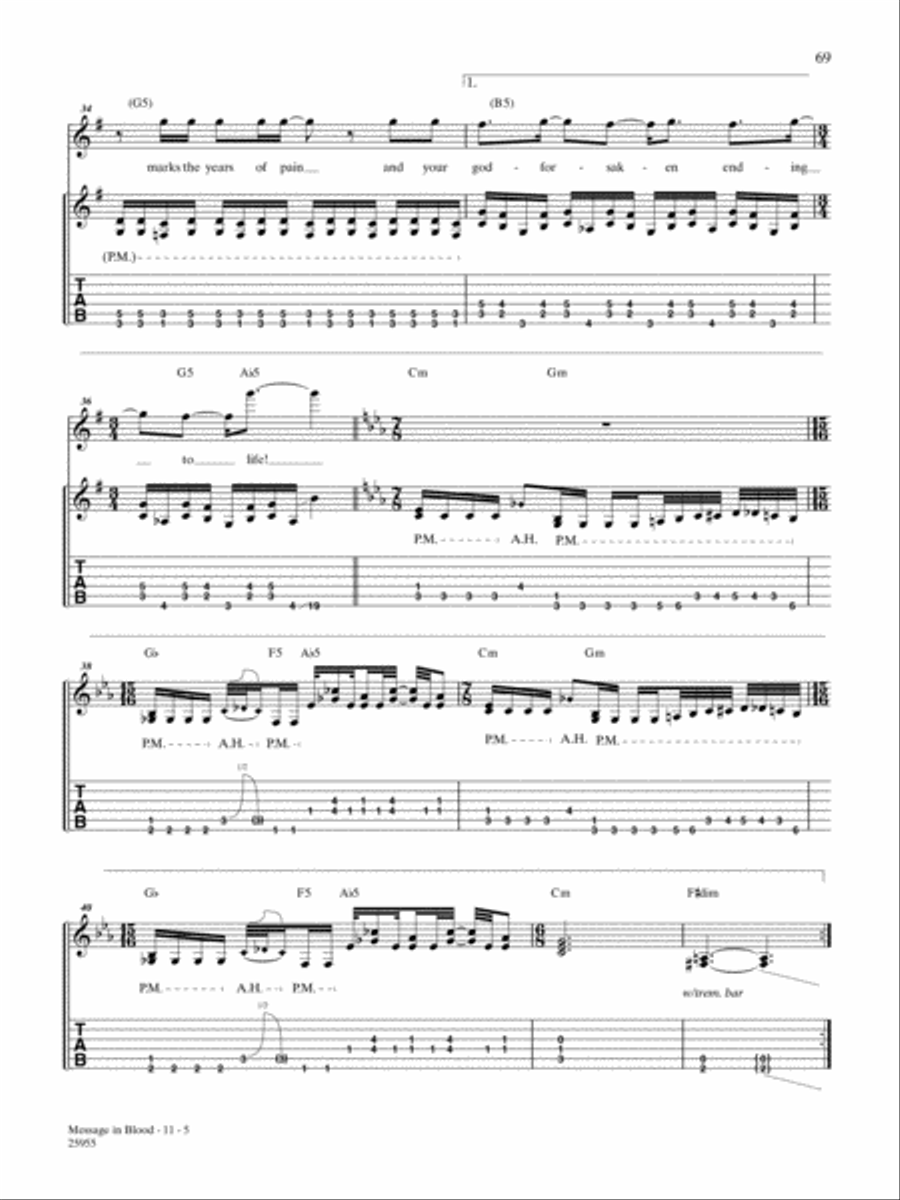 Message In Blood Guitar Tablature scores gallery preview page 5