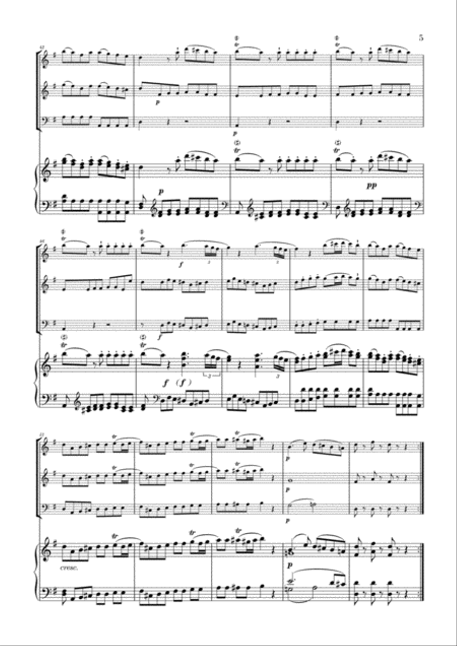 Eine Kleine Nachtmusik for Flute, Oboe, Cello and Piano Woodwind Quartet scores gallery preview page 5