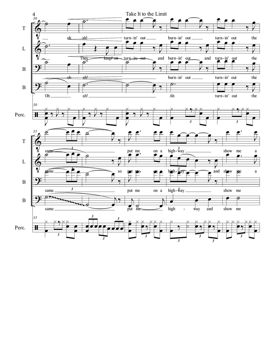 Take It To The Limit Choir scores gallery preview page 5