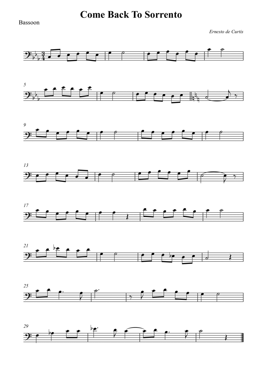 Come Back To Sorrento Come Back To Sorrento Bassoon Solo scores gallery preview page 1