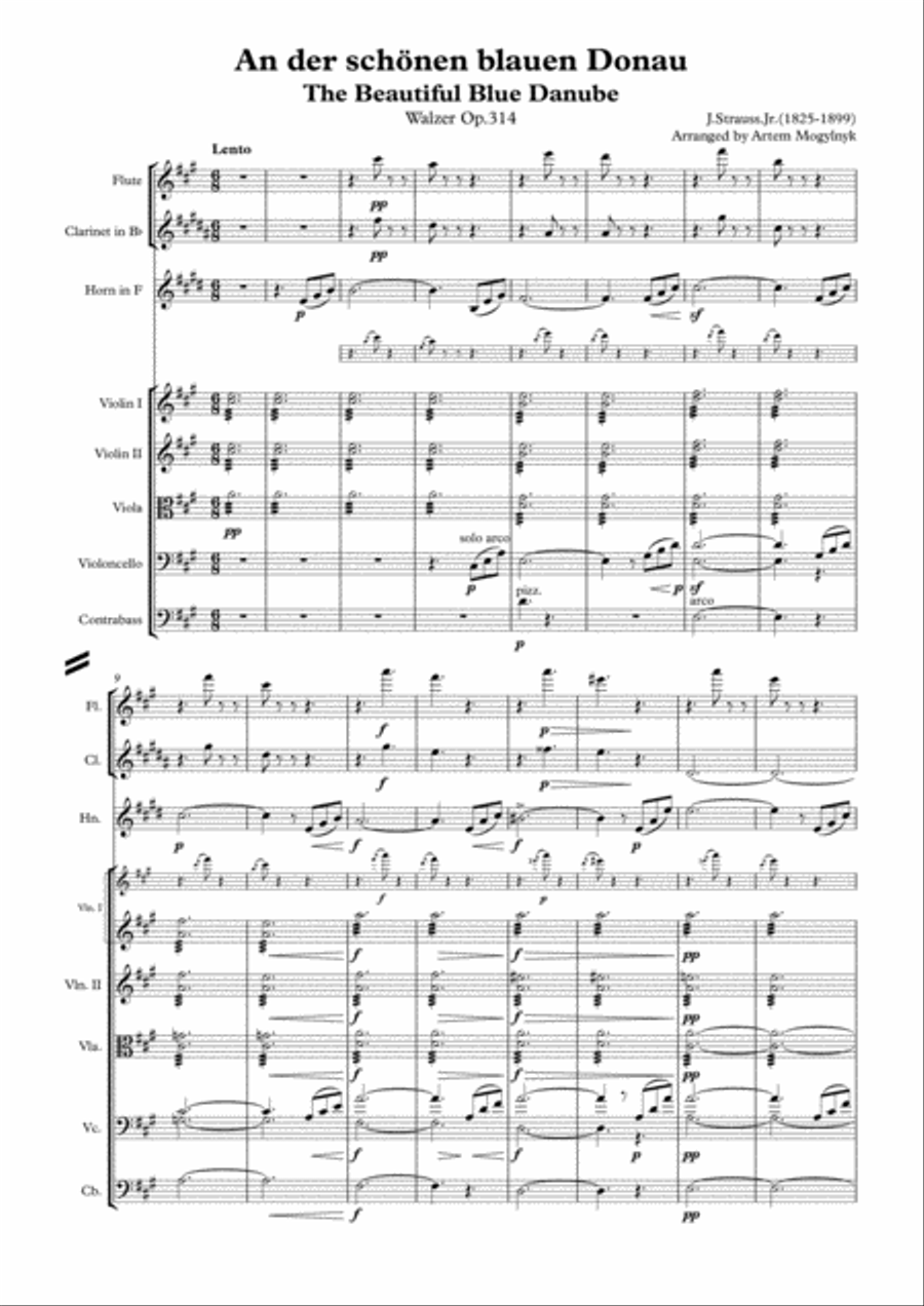 The Beautiful Blue Danube - Waltz - J.Strauss.Jr. Op.314 Chamber Orchestra scores gallery preview page 2