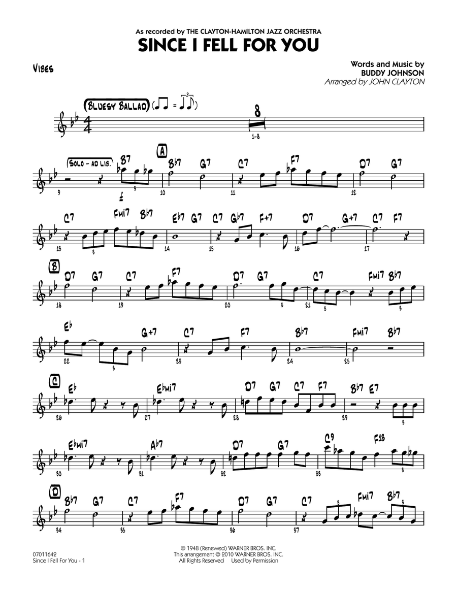 Since I Fell for You (arr. John Clayton) - Vibes