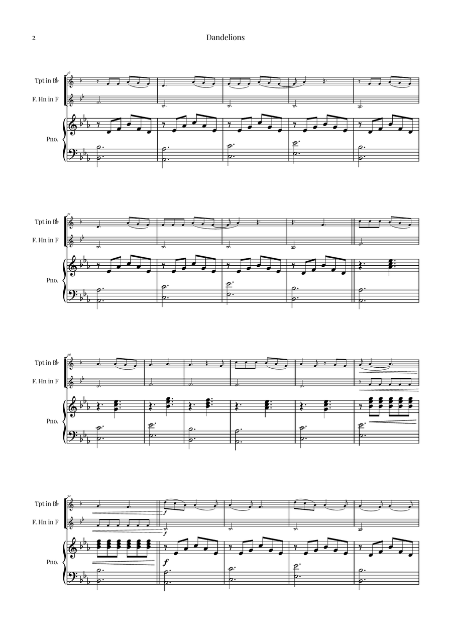 Dandelions Brass Duet scores gallery preview page 2