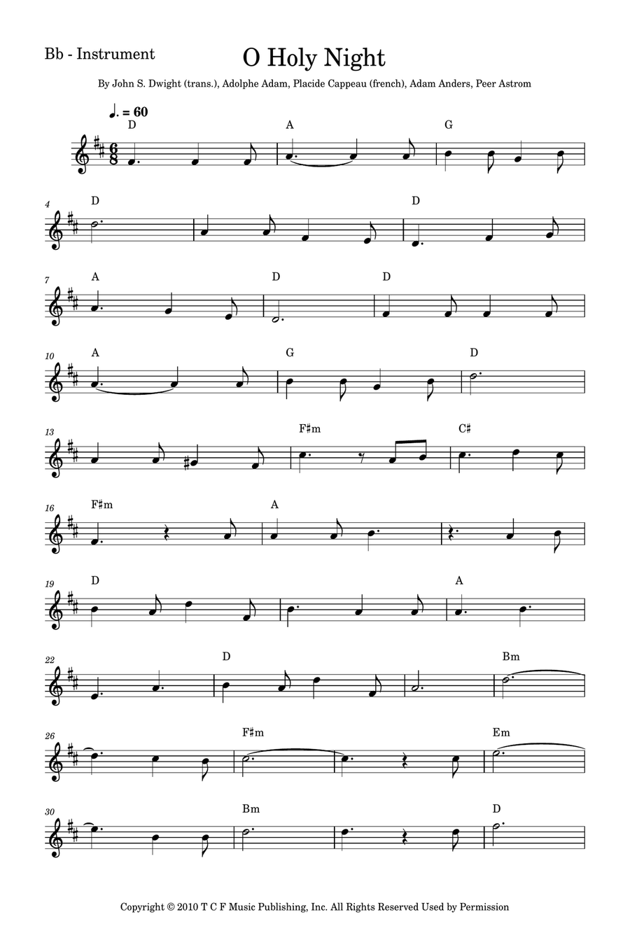 O Holy Night Tenor Saxophone scores gallery preview page 1