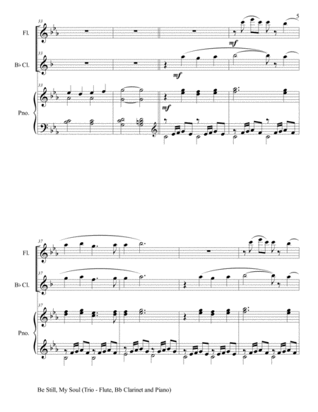 BE STILL, MY SOUL (Trio – Flute, Bb Clarinet & Piano with Score/PartS) image number null