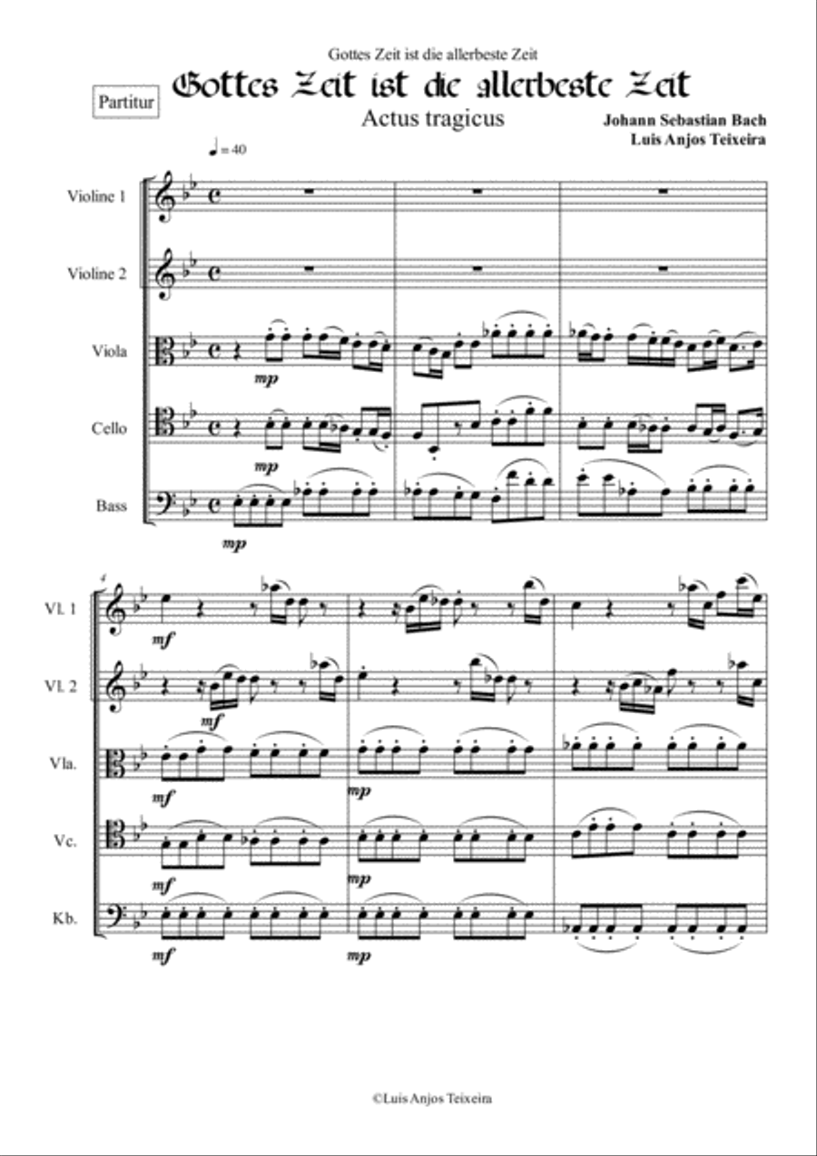 Gottes Zeit ist die allerbeste Zeit - For String Orquestra Large Ensemble scores gallery preview page 3