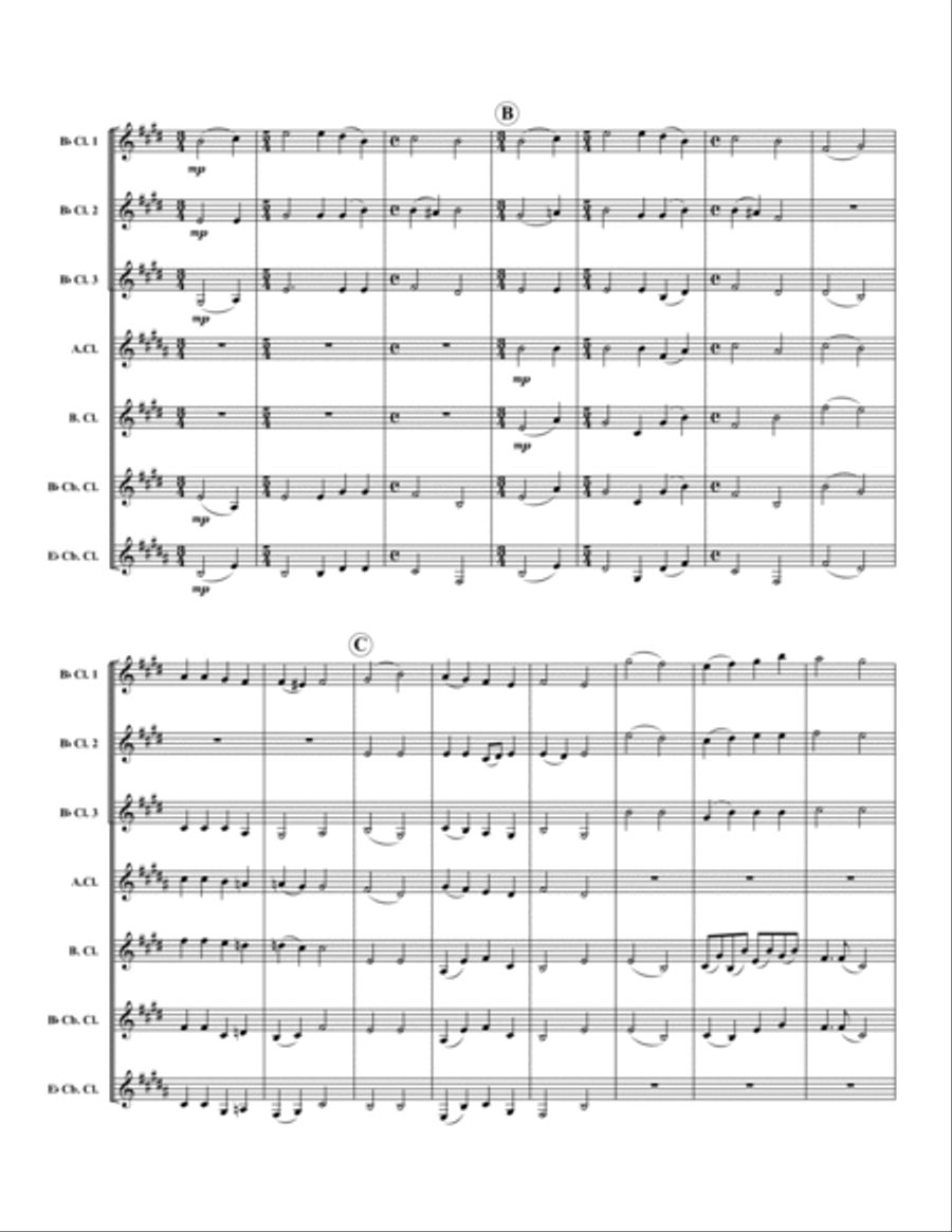 Hymn of Gladness (Variations) Clarinet Choir scores gallery preview page 2