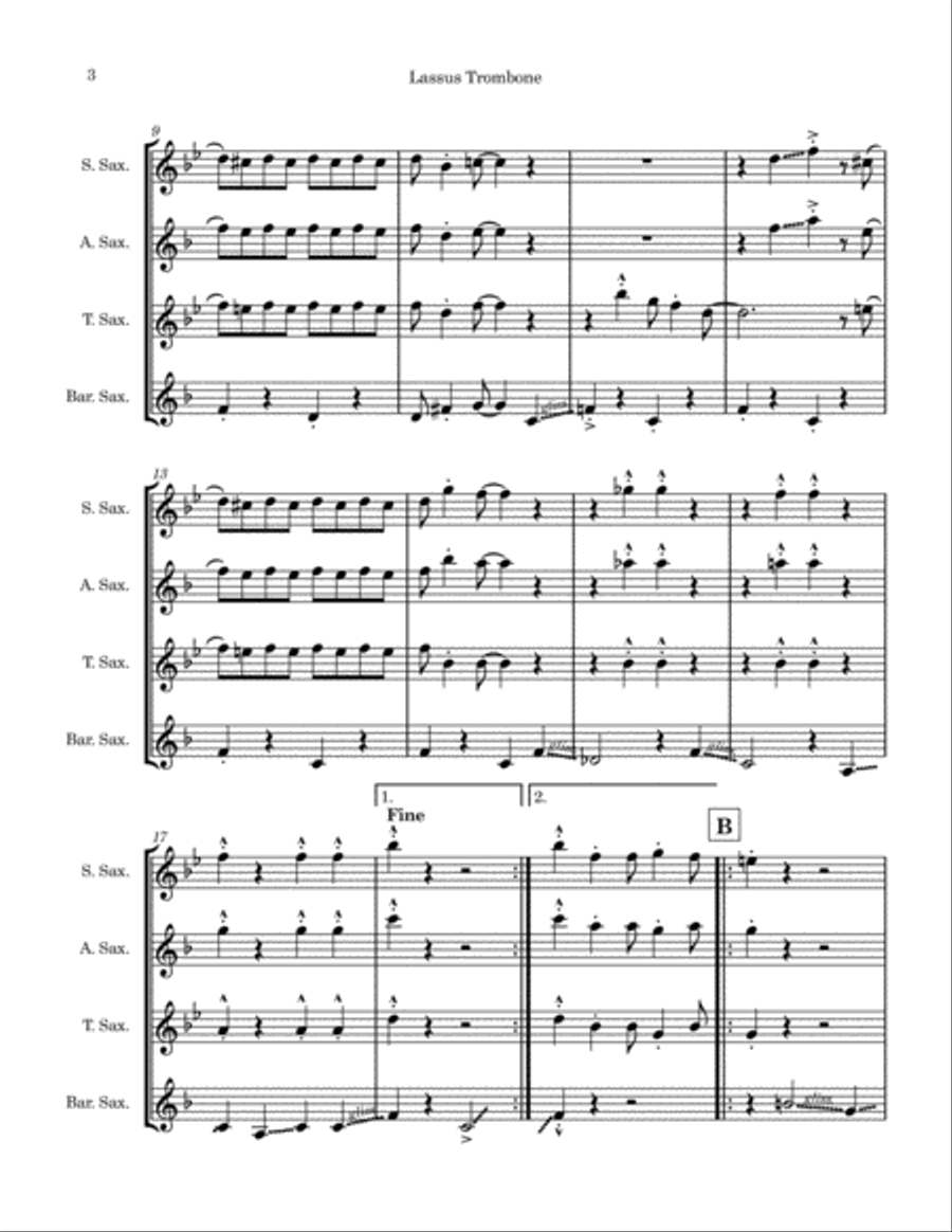Lassus Trombone (Saxophone Quartet) Woodwind Ensemble scores gallery preview page 3