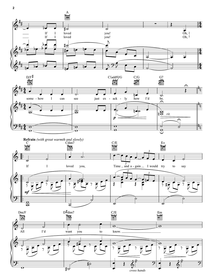 If I Loved You Piano, Vocal, Guitar scores gallery preview page 2