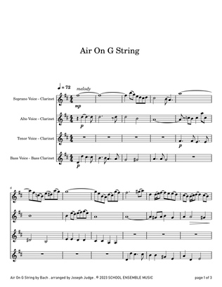 Air On G String by Bach for Clarinet Quartet in Schools