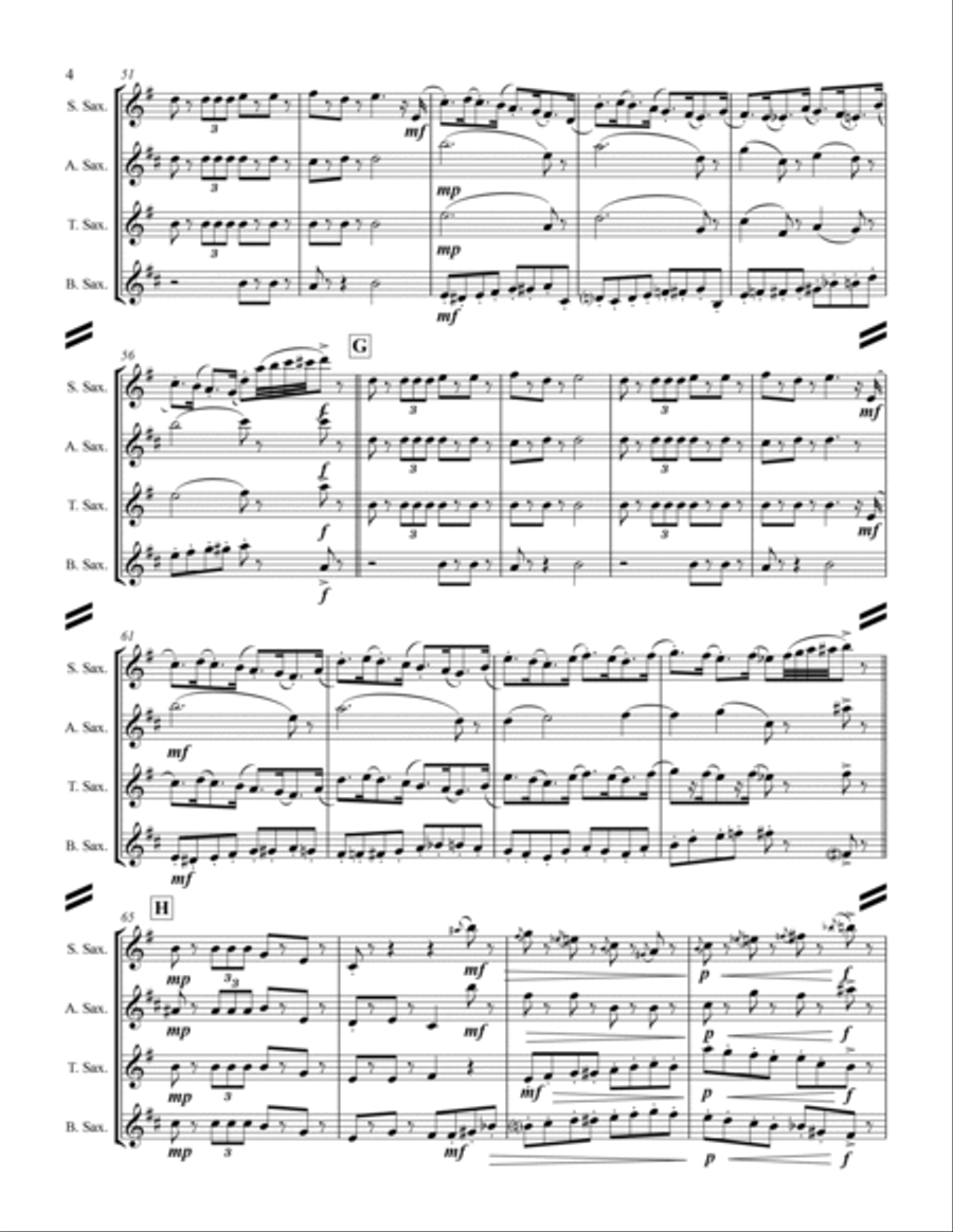 The Nutcracker Suite - 2. Marche (for Saxophone Quartet SATB) Saxophone Quartet scores gallery preview page 5