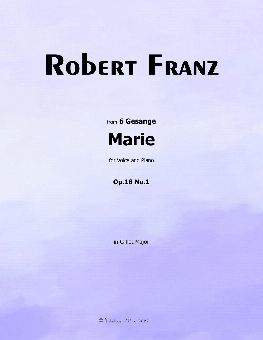 Marie, by Robert Franz, in G flat Major Voice scores gallery preview page 1