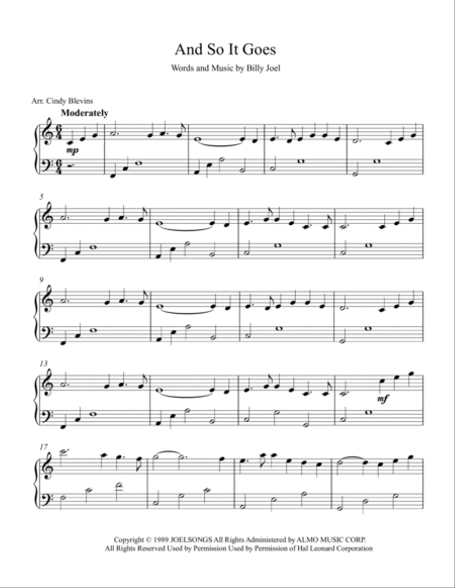 And So It Goes Easy Piano scores gallery preview page 2