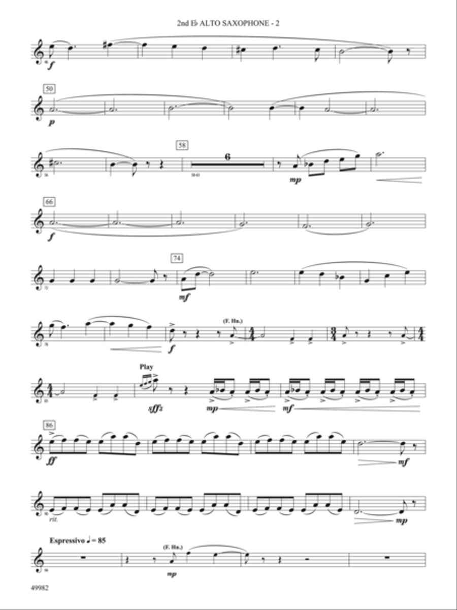 Midnight Ride: 2nd E-flat Alto Saxophone Concert Band scores gallery preview page 2