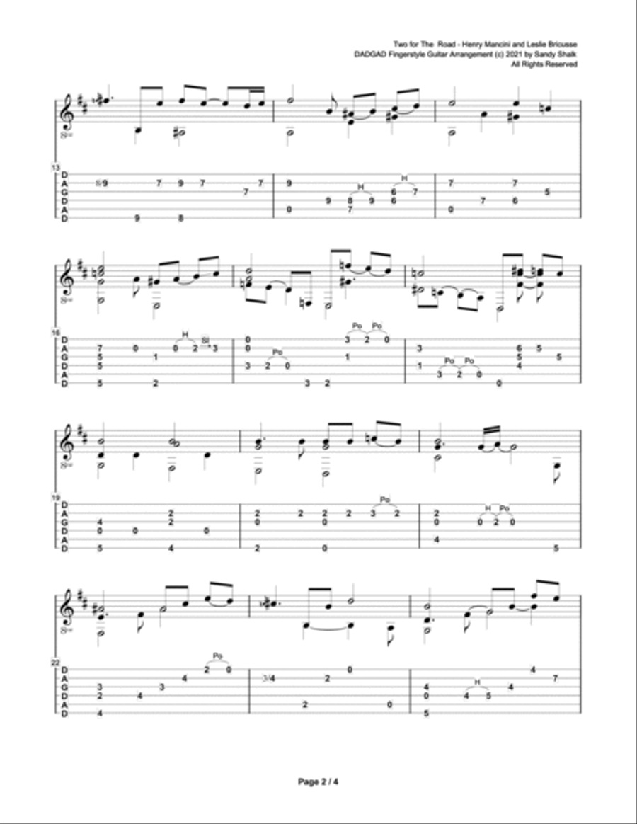 Two For The Road Guitar Tablature scores gallery preview page 2