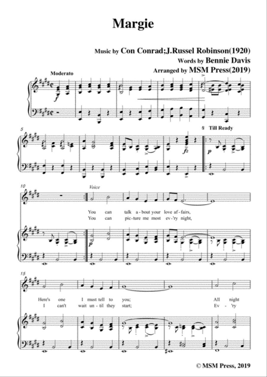 Con Conrad;J. Russel Robinson-Margie,in E Major,for Voice&Piano Voice scores gallery preview page 3