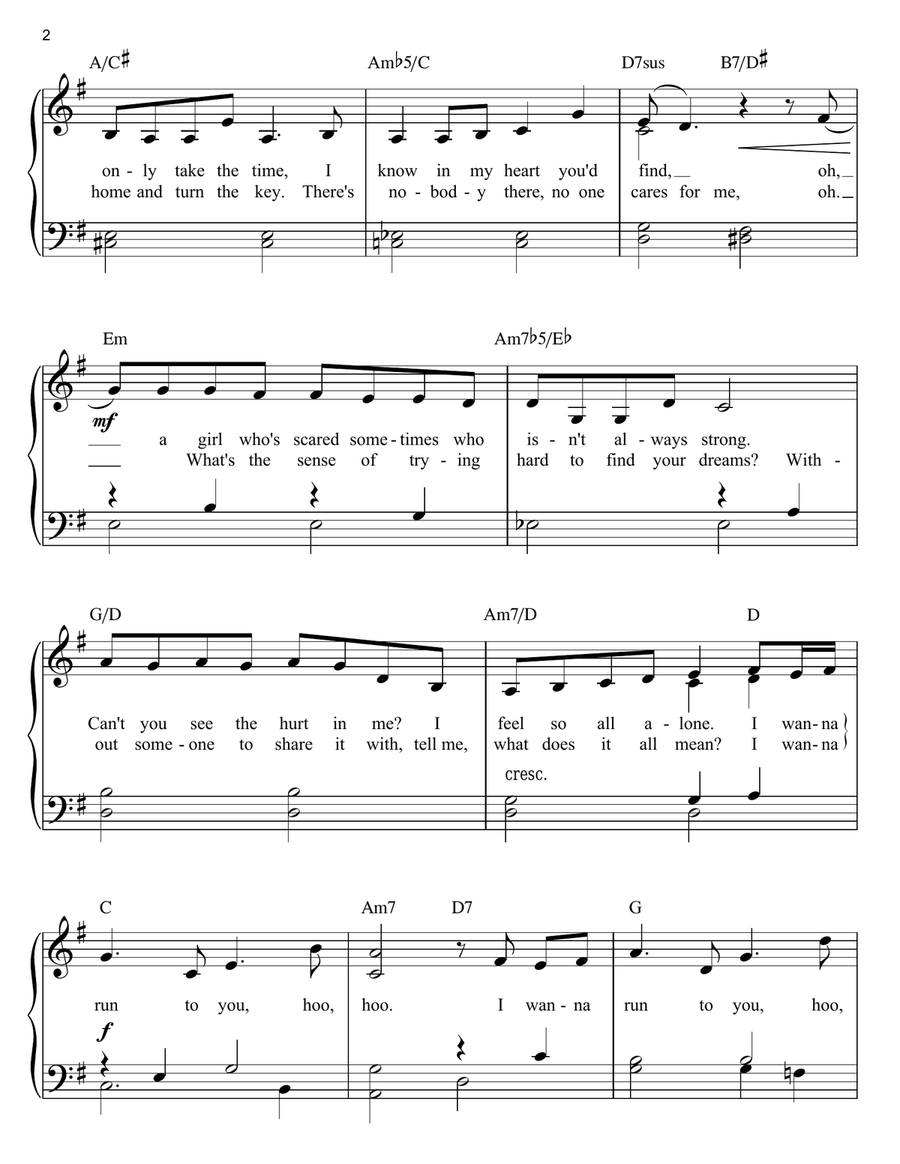 Run To You Run To You Voice scores gallery preview page 2