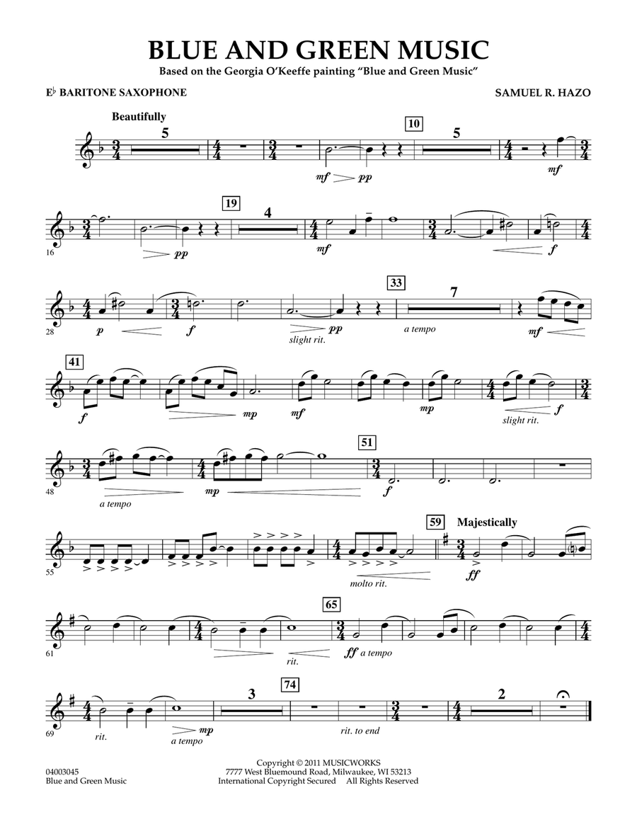 Blue And Green Music - Eb Baritone Saxophone Concert Band scores gallery preview page 1