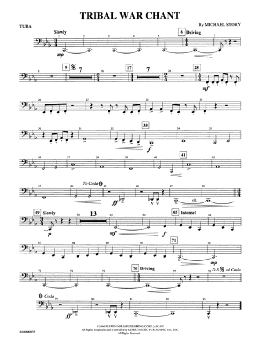 Tribal War Chant: Tuba Concert Band scores gallery preview page 1