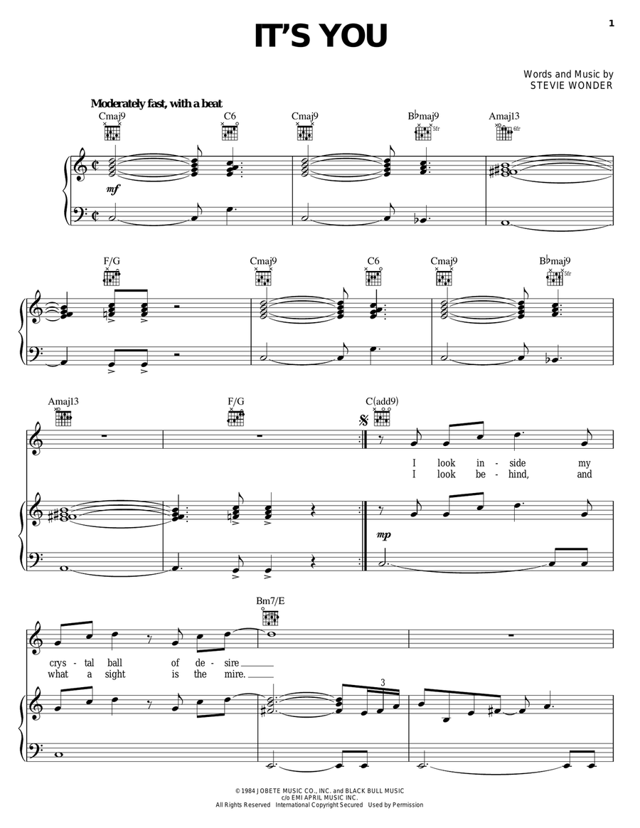 It's You Piano, Vocal, Guitar scores gallery preview page 1