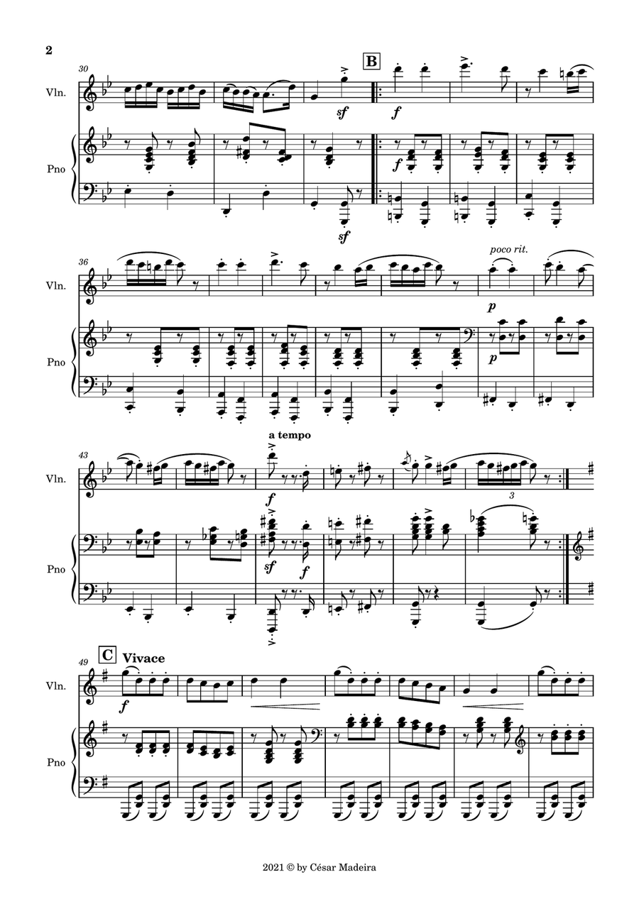 Hungarian Dance No.5 by Brahms - Violin and Piano (Full Score and Parts) Violin Solo scores gallery preview page 3