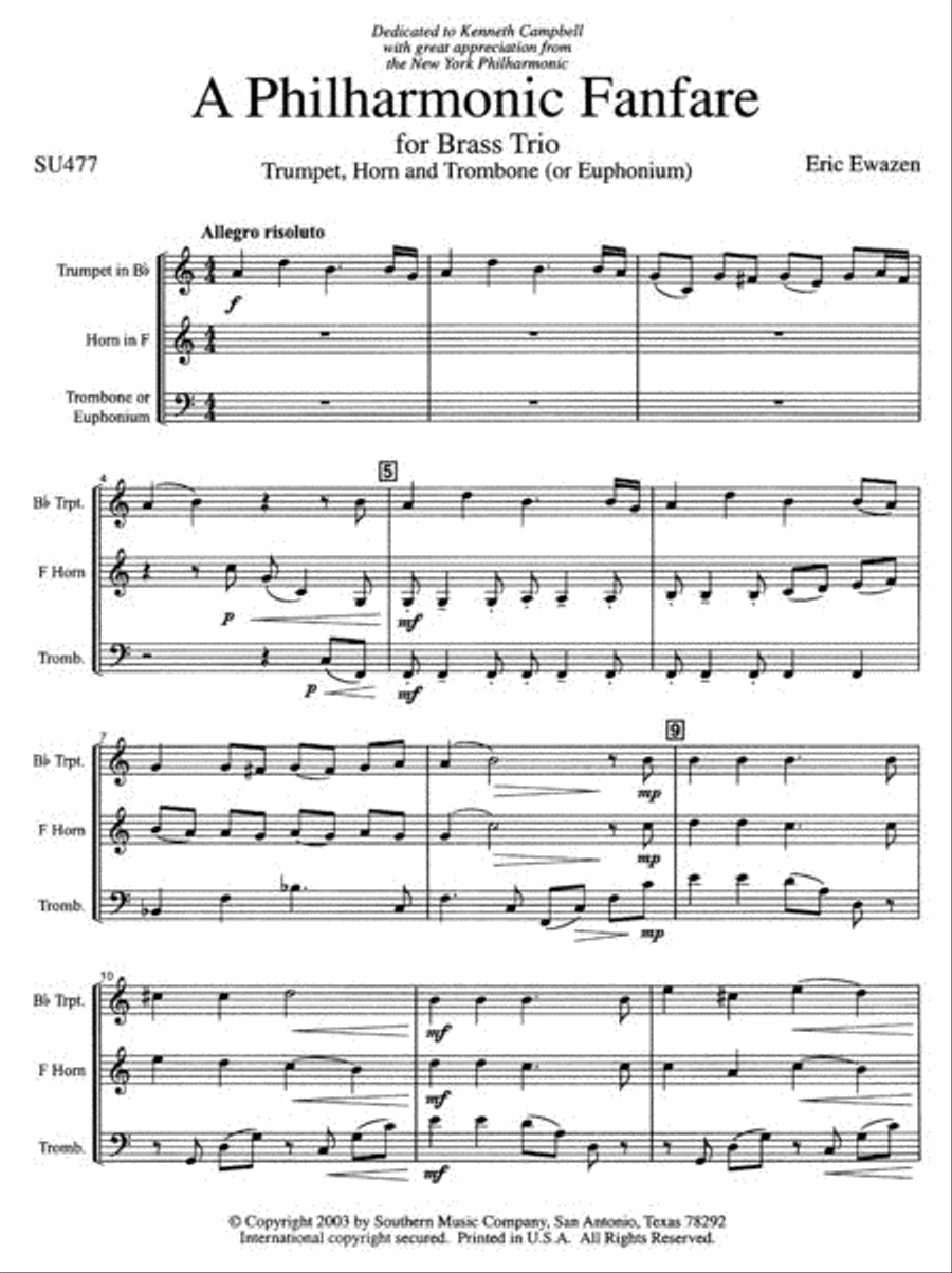 Philharmonic Fanfare Philharmonic Fanfare Brass Trio scores gallery preview page 2