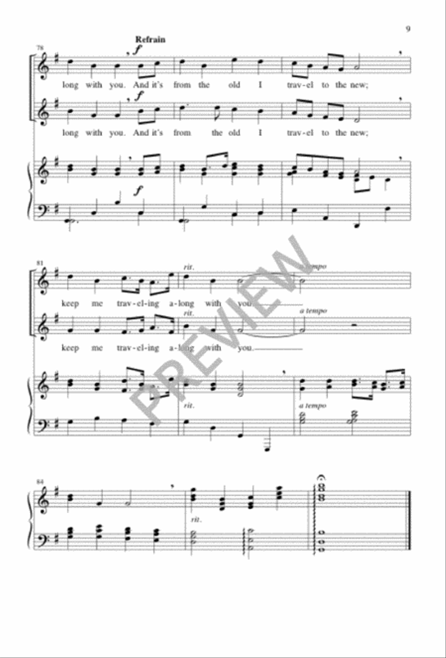 One More Step along the World I Go Unison Choir scores gallery preview page 10