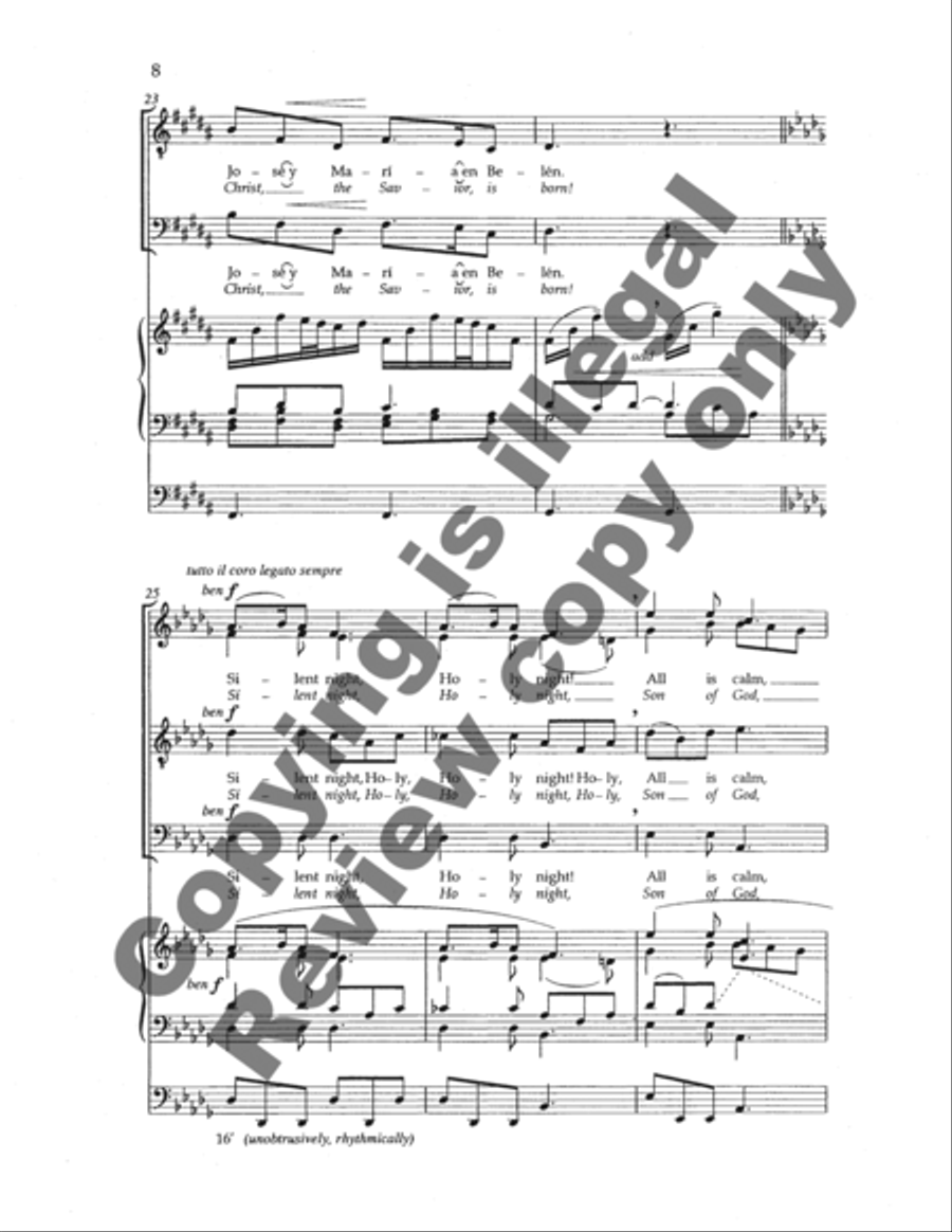 Silent Night (Stille Nacht/Noche de Paz) (Choral Score)