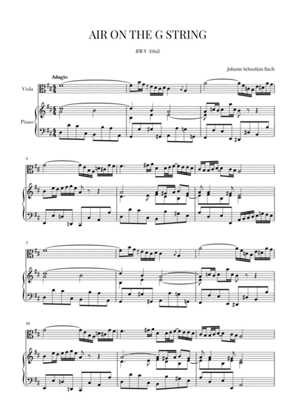 Bach: Air on the G String for Viola and Piano image number null