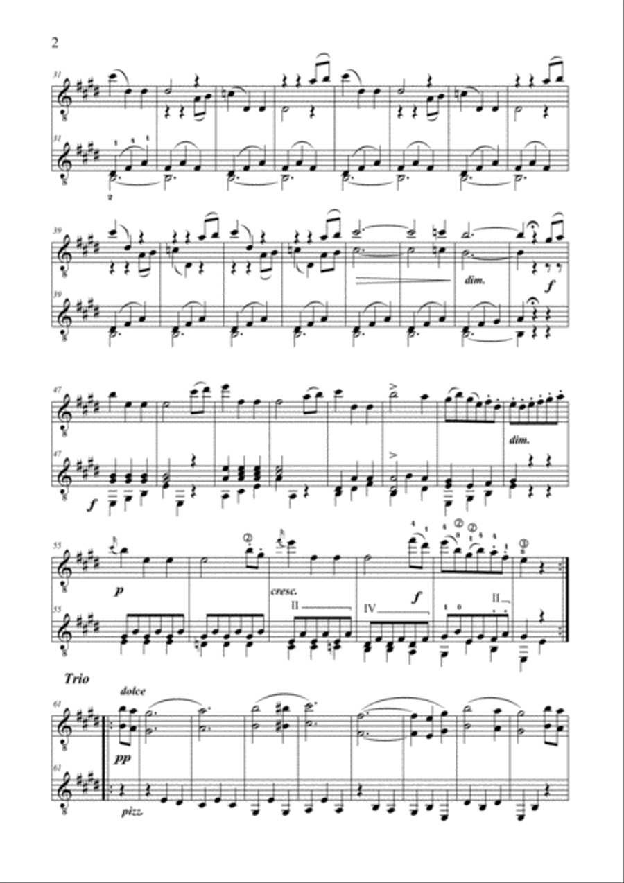 Menuetto from String Quartet D.112 for Guitar Duet Cello scores gallery preview page 2