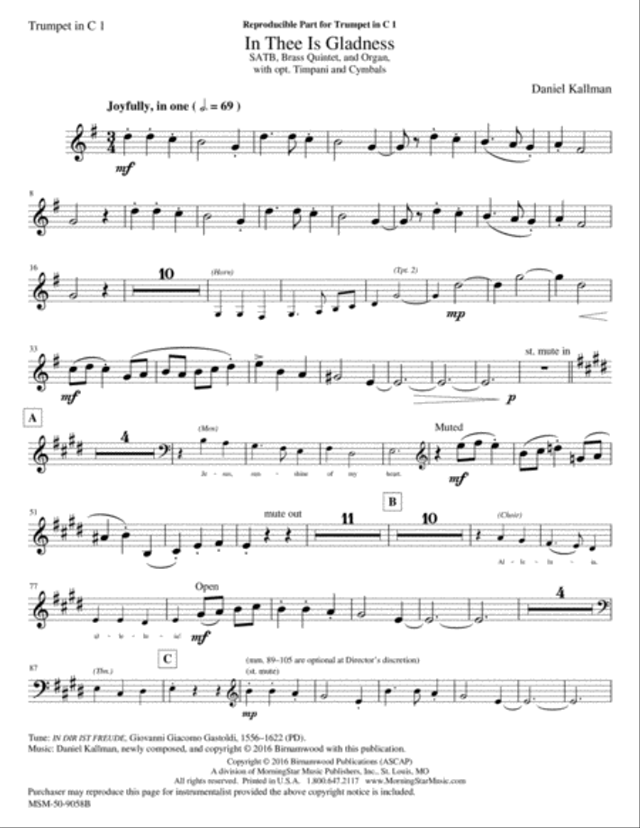 In Thee Is Gladness Choir scores gallery preview page 3