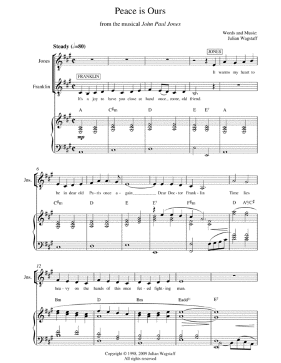 Peace is Ours - song from the musical John Paul Jones Piano, Vocal, Guitar scores gallery preview page 3