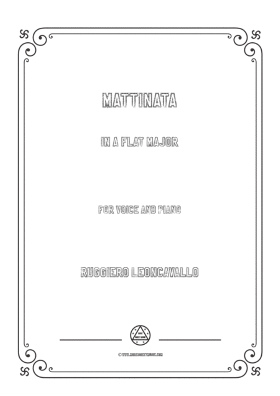 Leoncavallo-Mattinata in A flat Major,for Voice and Piano Voice Solo scores gallery preview page 1