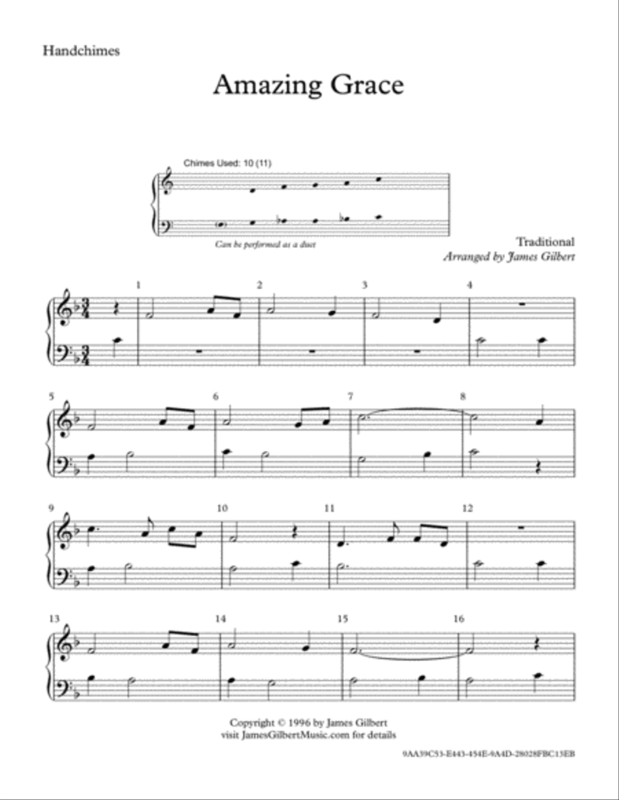 Amazing Grace Handbell Choir scores gallery preview page 1