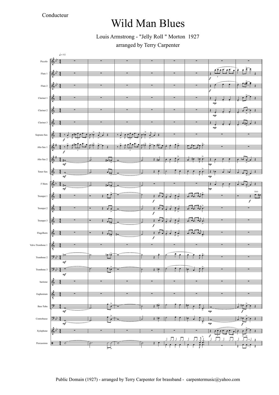 Wild Man Blues (Armstrong) for brassband Jazz Ensemble scores gallery preview page 2